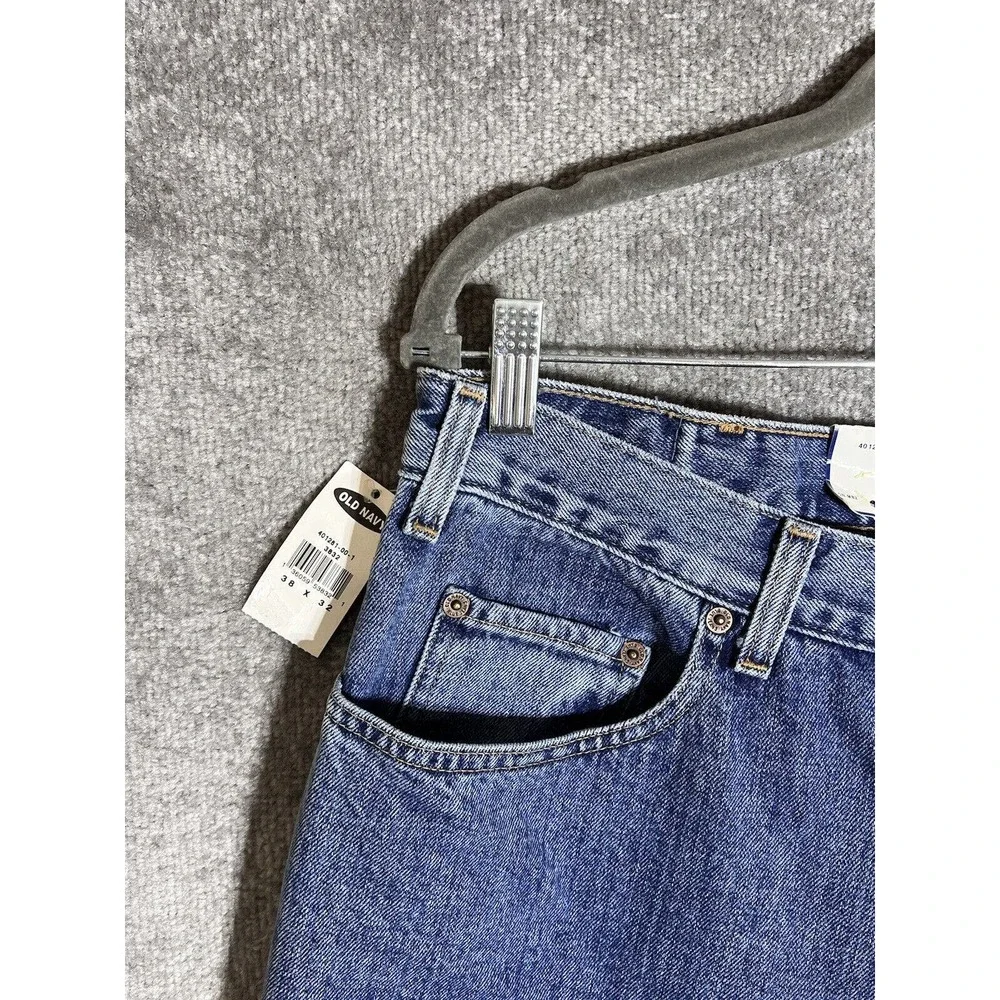 Vintage Old Navy Straight Leg Jeans Men Size 38x32 Blue Denim Cotton Pockets NWT